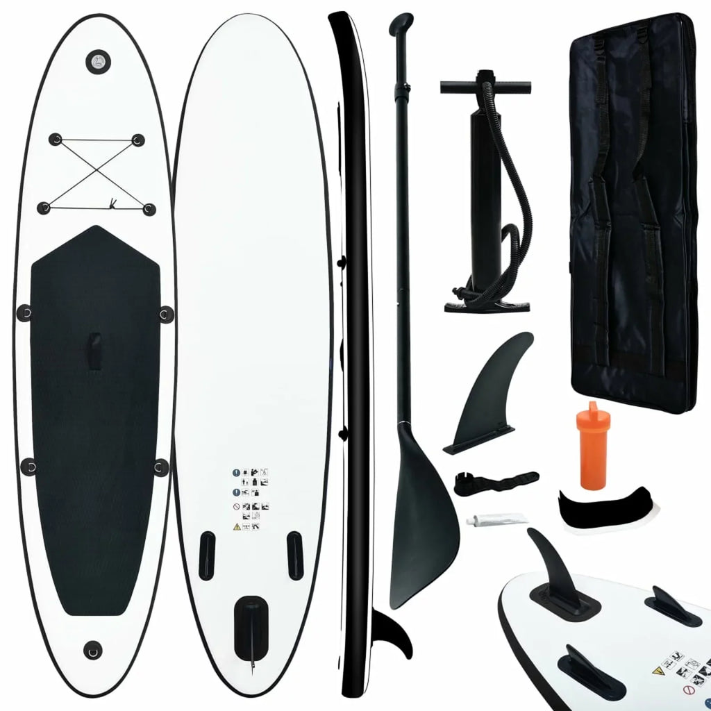 Andoer Inflatable Paddleboard Set Black and White