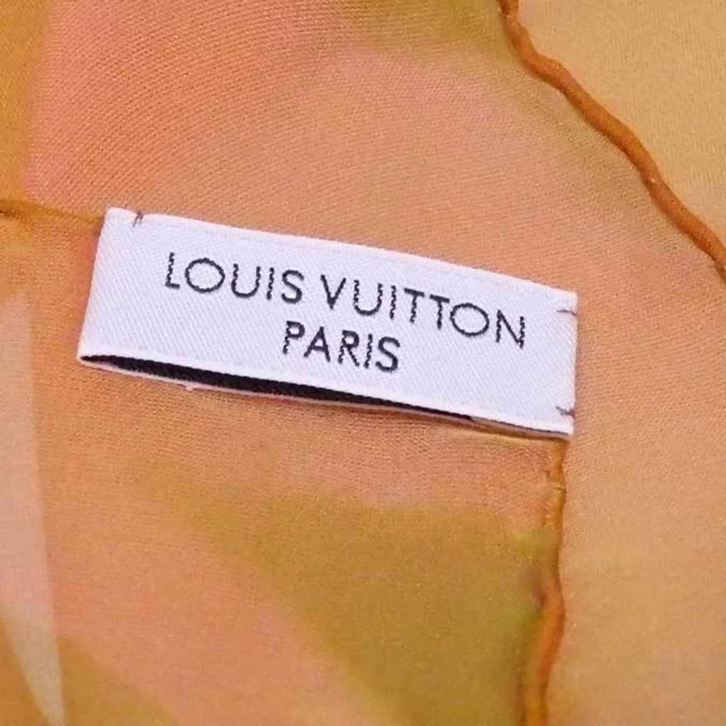 Pre-Owned Louis Vuitton Scarf  Logo Orange x Yellow Green 100% Silk Women's (Good)
