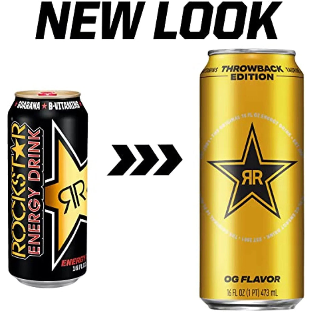 Rockstar Energy Drink, Throwback Edition: .., 16 Fl Oz (Pack Of 12) - Packaging May Vary