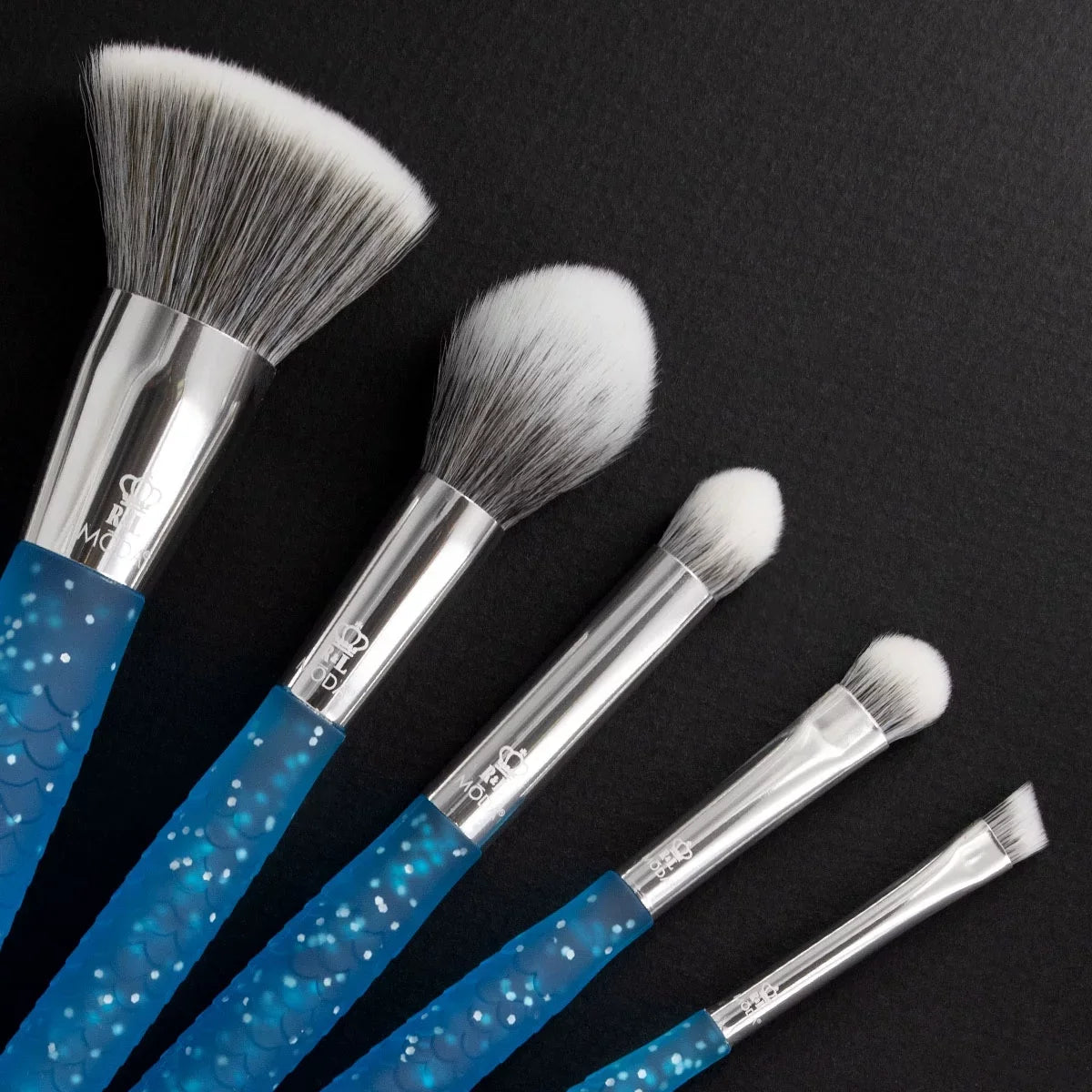 Moda Brush Mythical Blue Fire 6pc Makeup Brush Set, Includes Accentuate, Small Shader, and Crease Makeup Brushes