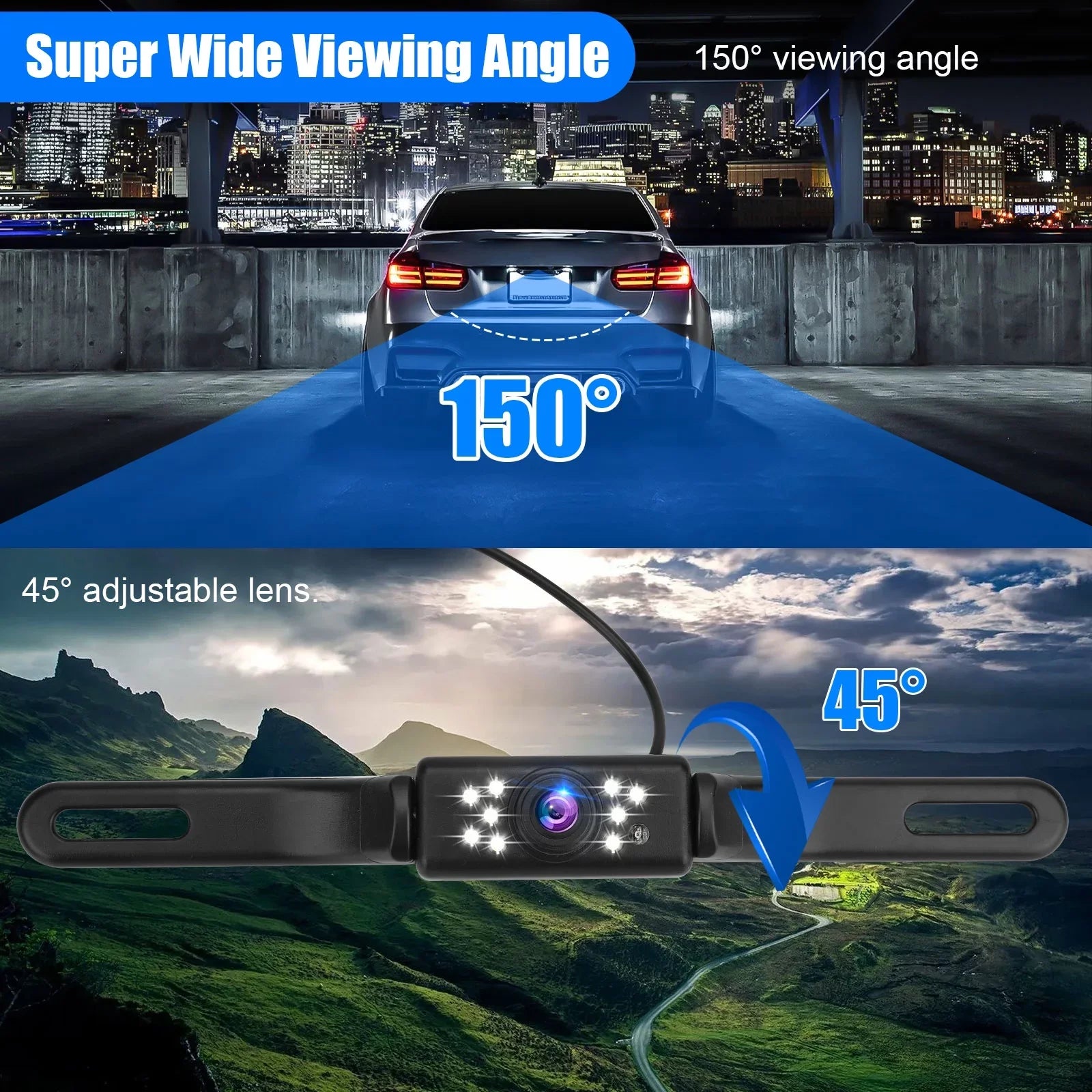 Car Rear View Mirror Camera, 5" Mirror Backup Camera, 1080P Dash Camera License Plate Rear Cam, Waterproof 150° Driving Recorder with Night Vision, -Sensor, Parking Monitor