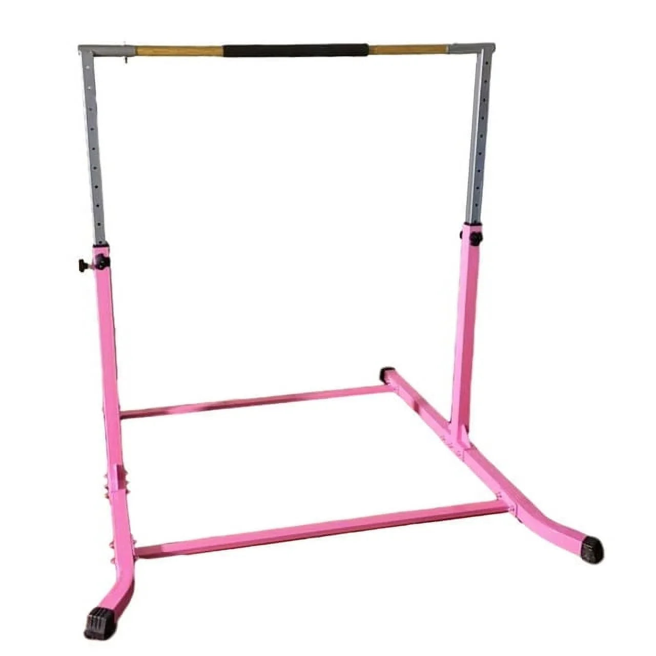 Pro-Gymnastics Adjustable Kip Bar for Kids | Heavy Duty Junior Gym Training | Curved Legs, Cushioned Hand Bar | Height Expandable Up to 5FT | Fitness Horizontal Bar | Pink