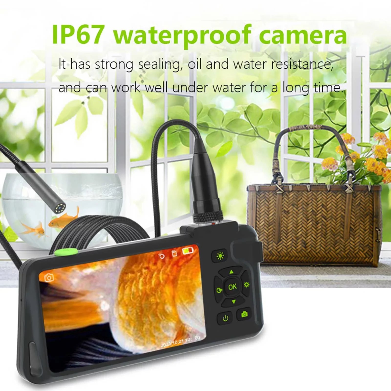 Docooler Industrial  with 4.5-inch  Color Display 1080P Photos Videos Snake  with 8   Borescope  Waterproof 2 Million Pixels Inspection  with   Slot for Maintenance