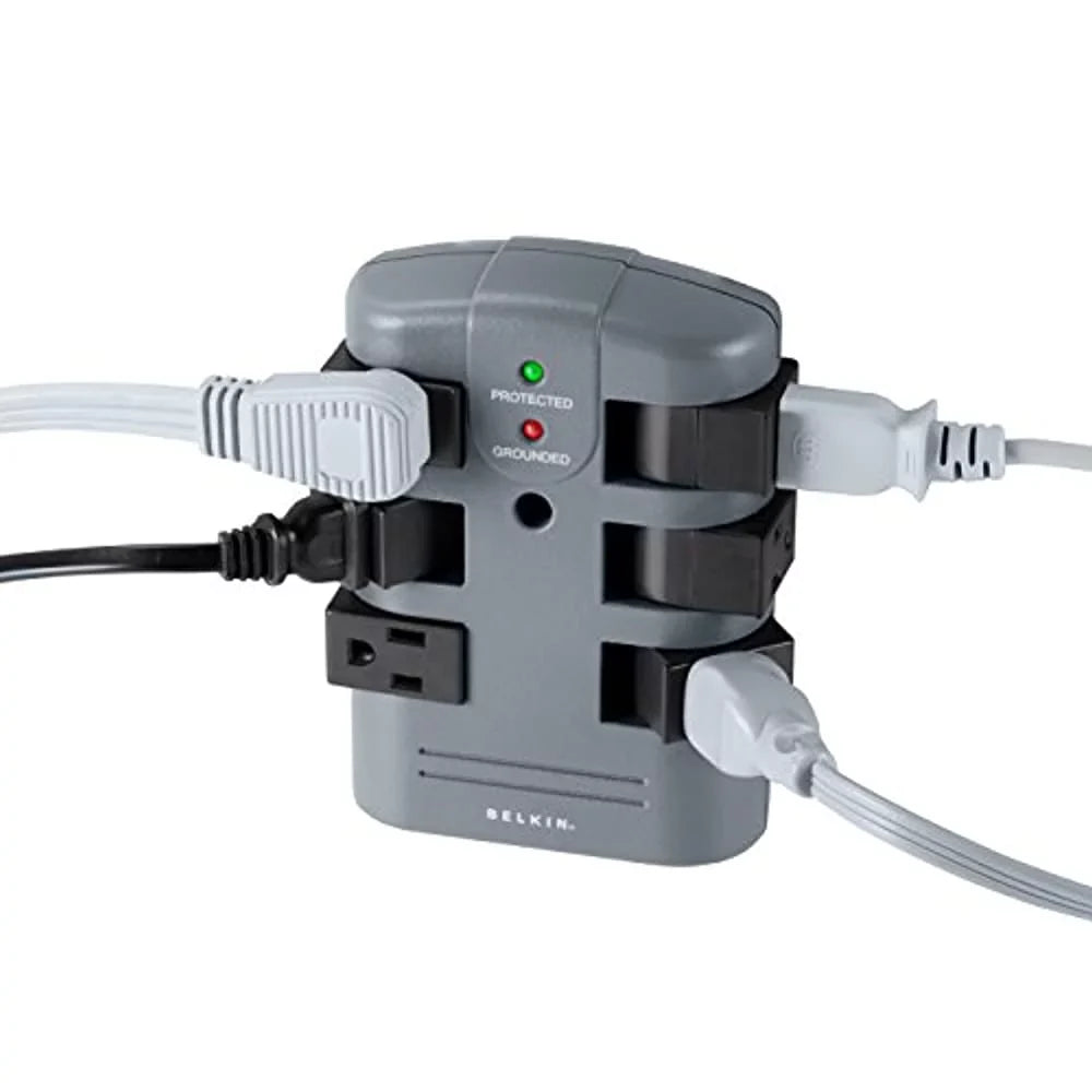 Pivot Plug Surge Protector 6 Outlets, 1080 Joules, Gray