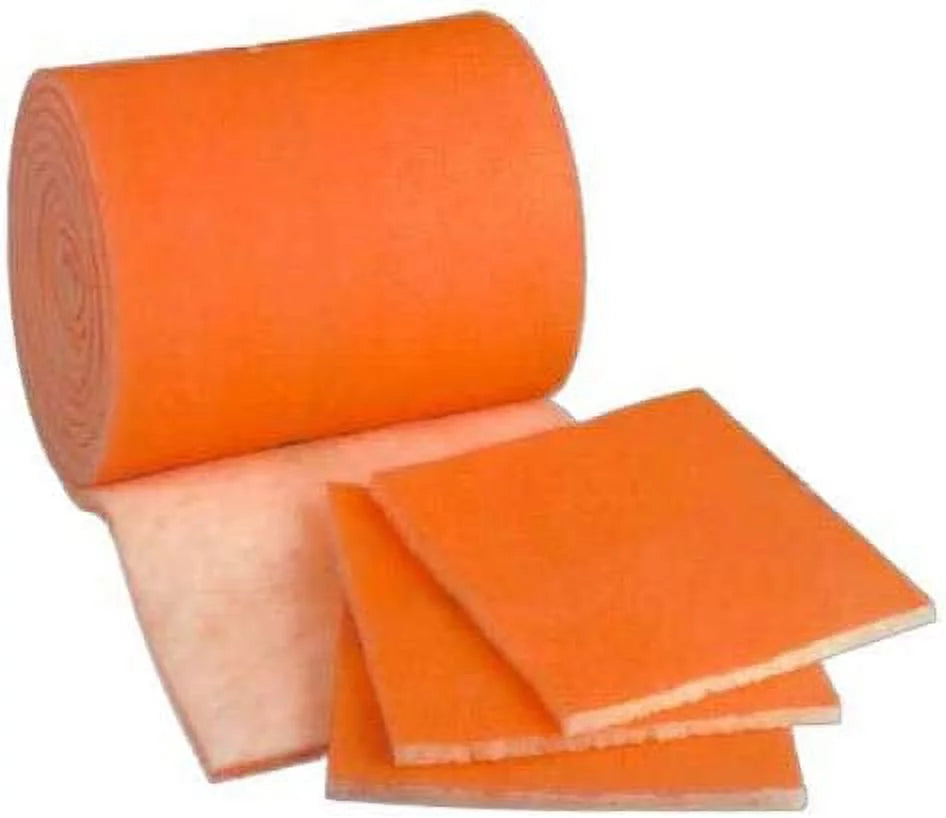/Air Filter Media Roll, Orange/White  Polyester Media with a Heavy Dry Tackifier - 1 inch x 25 inch x 24 Foot