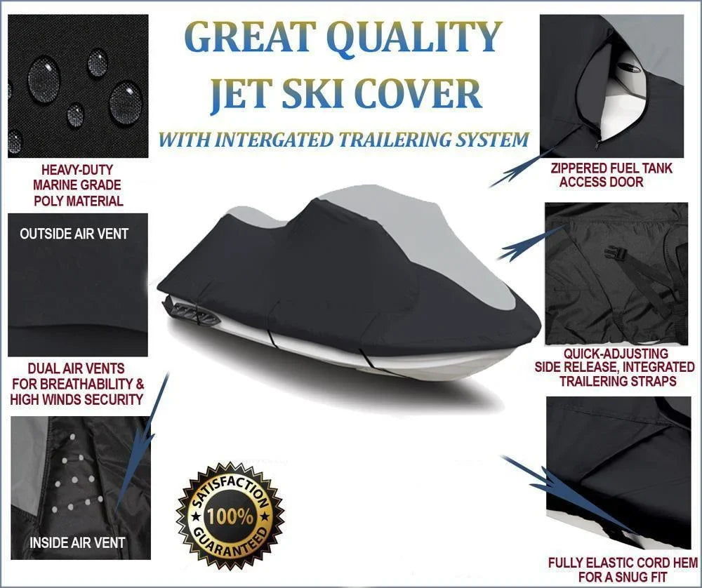 '-      Cover Compatible for   jet ski protective wave runner  2009-2016 Black/Grey