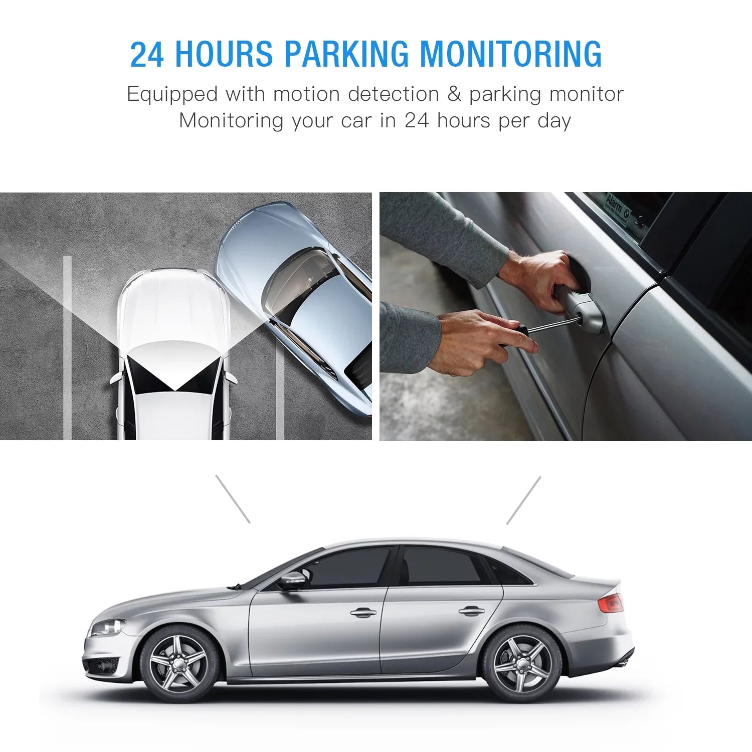 Dual Dash Cam Front and Inside 1080P Dash Camera 3"  Screen Car Camera  with  Night Vision Parking Monitor, -Sensor, Loop Recording