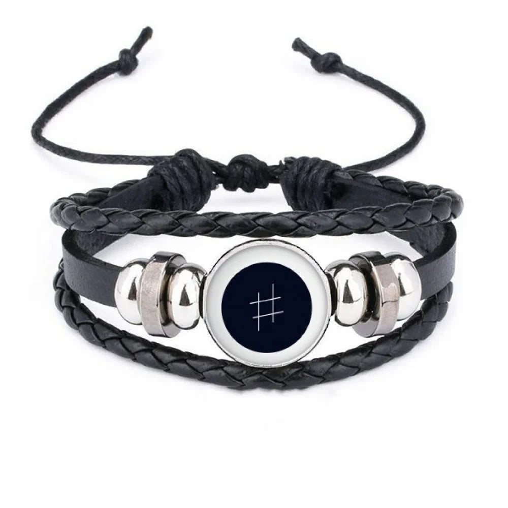 White Music Signature Black Bracelet Braided Leather Woven Rope Wristband