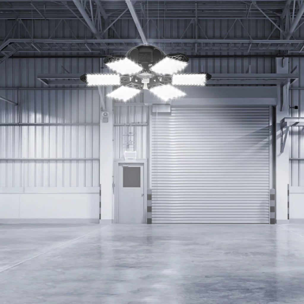 Neoglint 2PCS  -265V 160W 152LEDs Garage Light with 6 Adjustable Panels Deformable Folding Foldable Ceiling Lamp / Base Socket Holder for Garage Warehouse Workshop Basement Gym Kit
