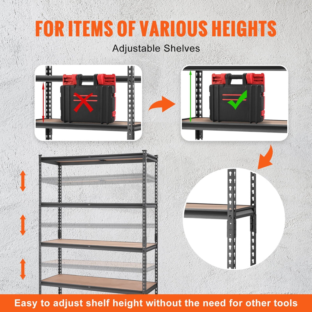 Storage Shelving Unit 72 in.  x 48 in.  x 18 in.  ,Garage Storage Rack 5-Tier Adjustable 2000 lbs Load