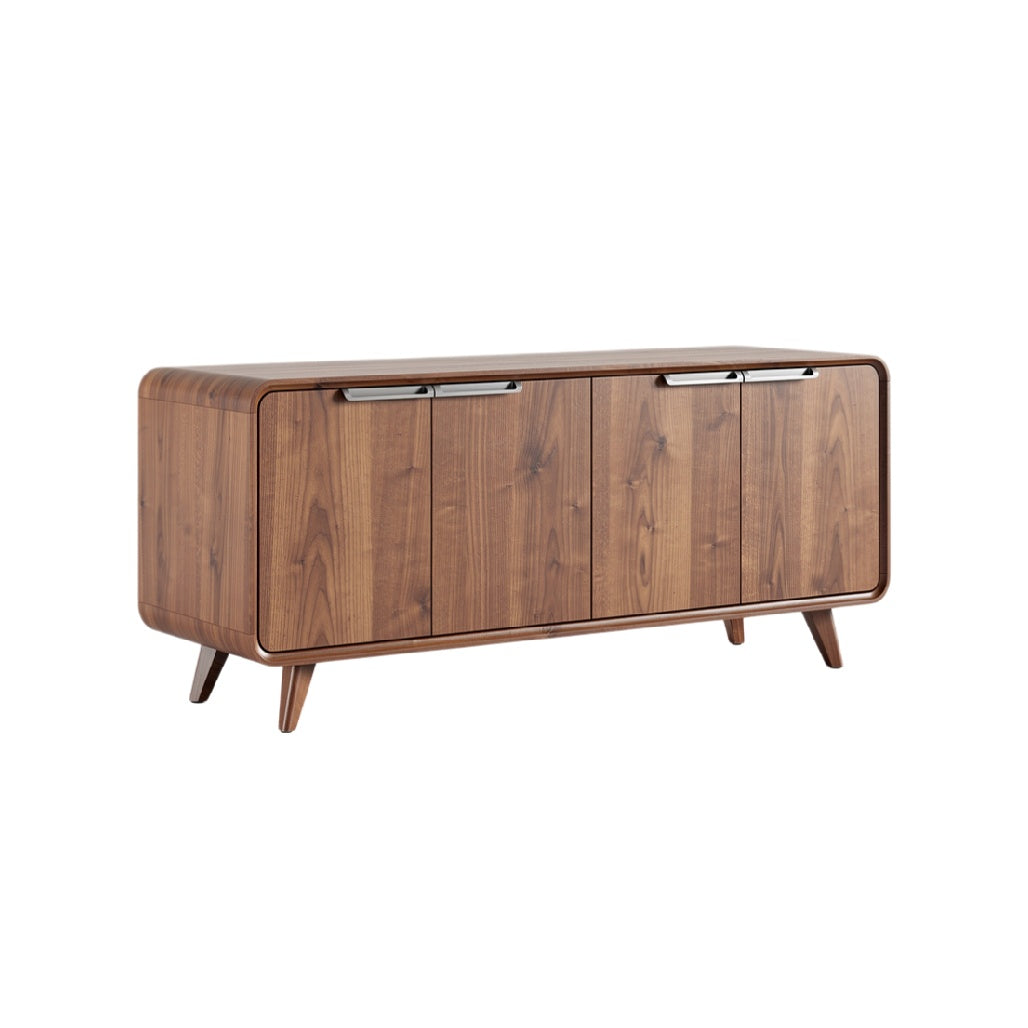 Mid-Century Modern Walnut Sideboard with Sleek Design and Storage Solutions