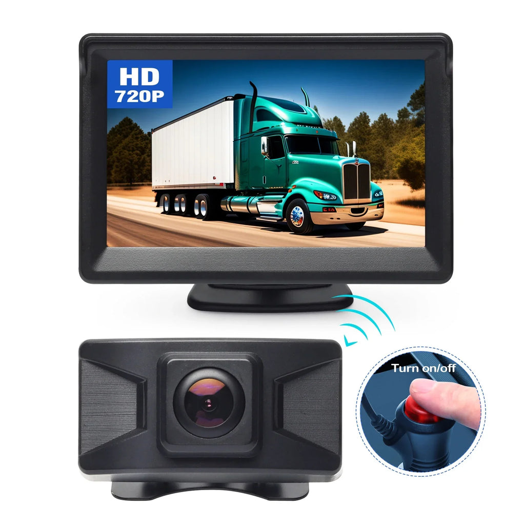 Wireless Backup Camera Kit 5 Inch  Monitor  Video Recorder with  Menu Rear View Camera 720P  Reverse Camera for Car Van Truck Camper Trailer