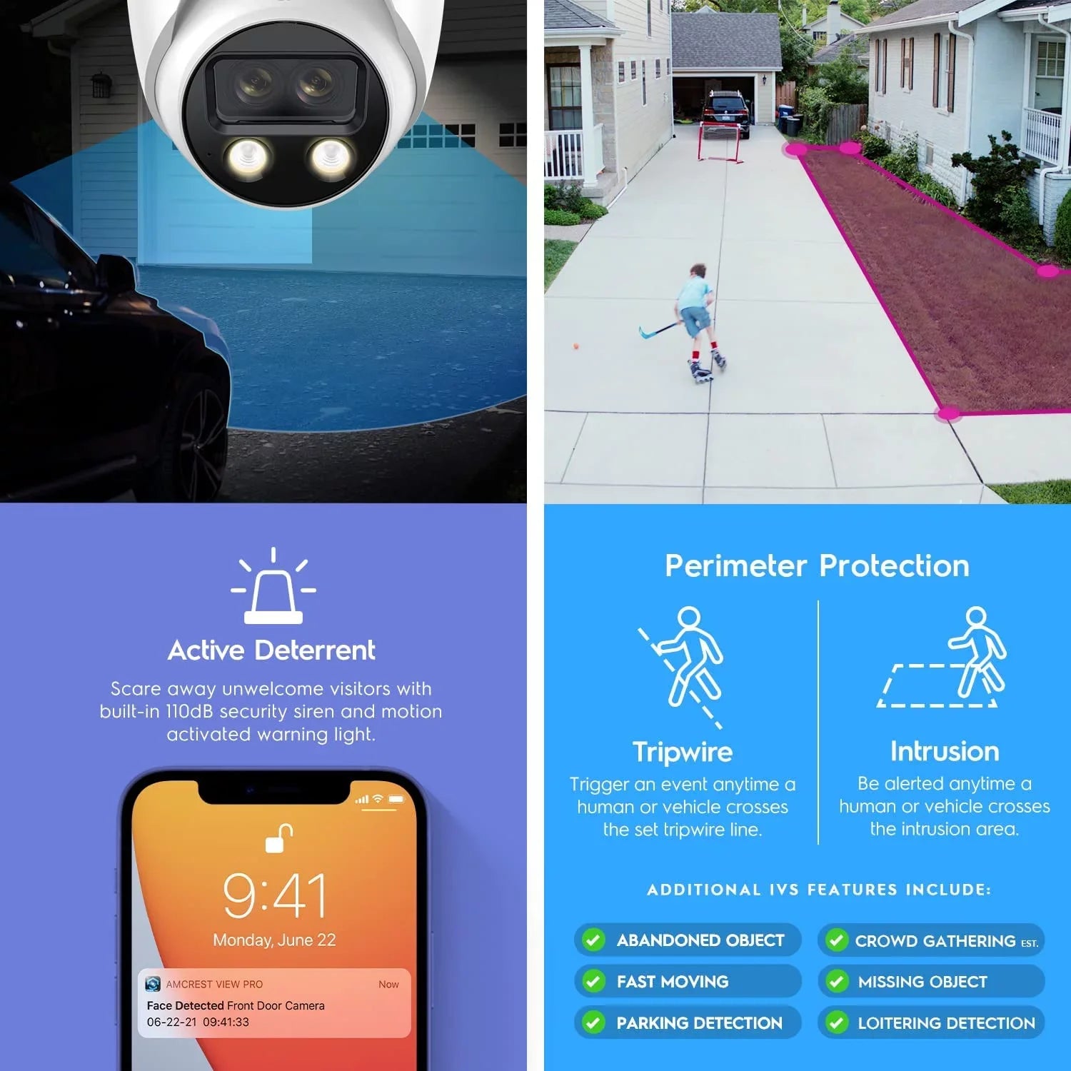 Amcrest Dual-Lens 4K (2 x 2K)  Outdoor Security Turret   Camera, 8MP (2 x 4MP) @25fps,