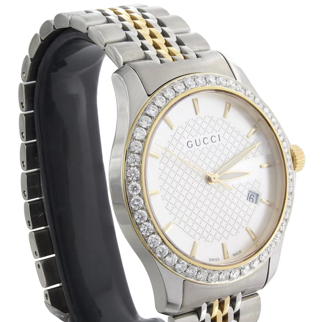 Gucci Ya126409 Diamond Watch -Timeless 38mm Two Tone Yellow . Steel  2 .