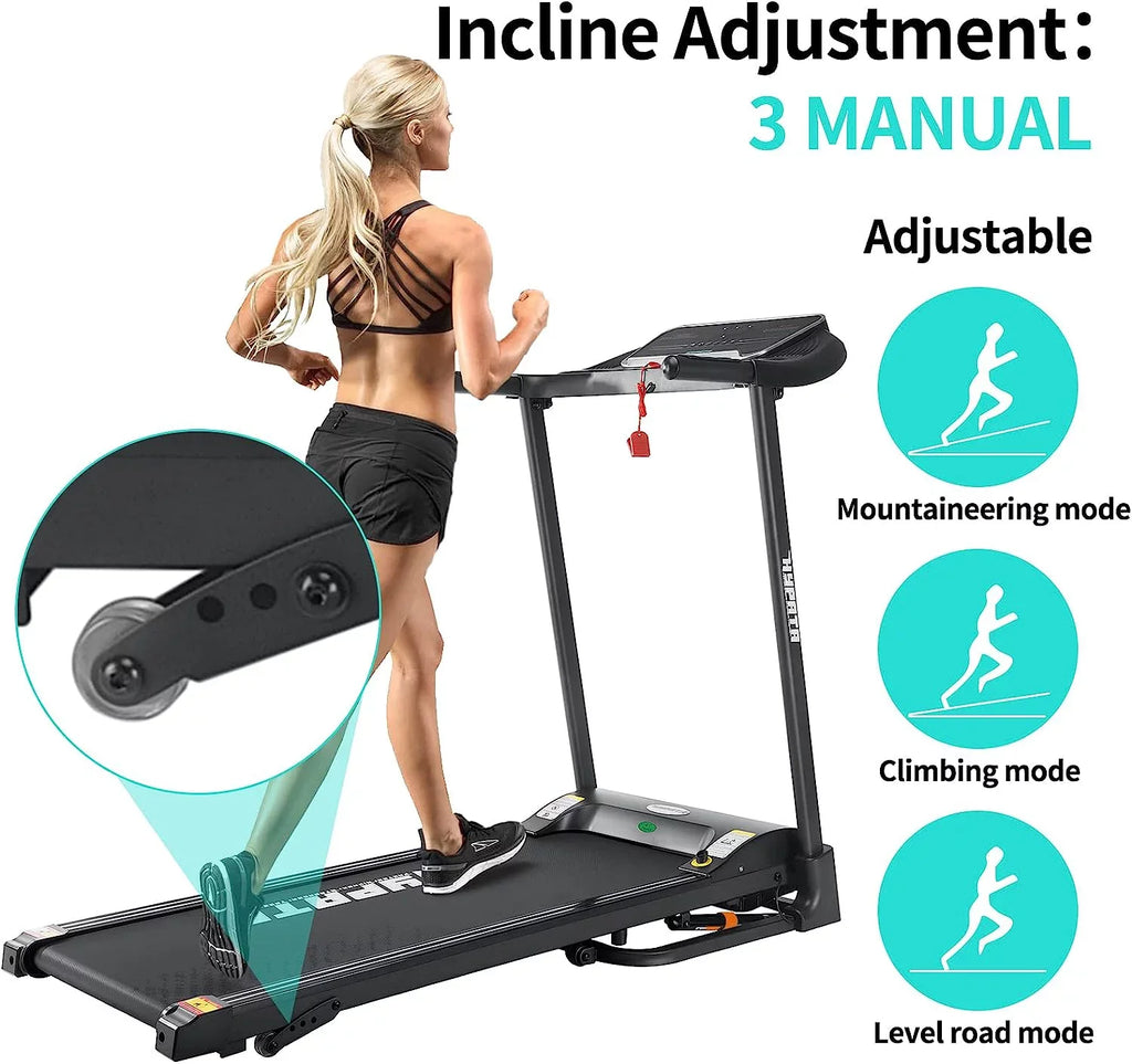 Treadmill 300  Capacity with Incline, Folding Treadmill for Home Max 2.5  Electric Treadmill for Running and Walking Jogging Exercise with  Display, 12 Preset Programs Running Machine