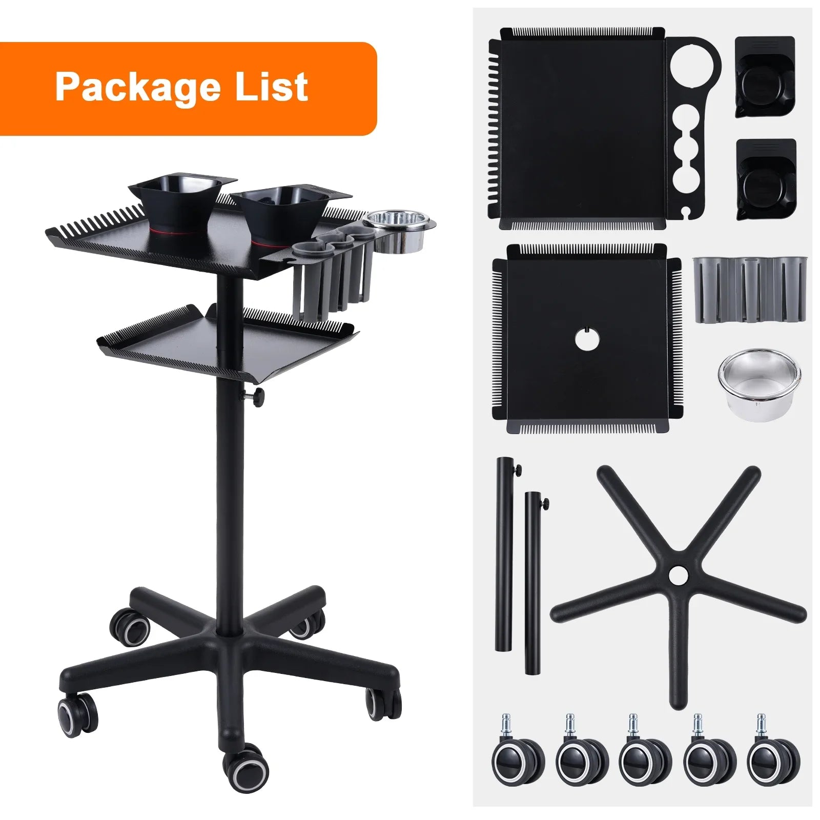 Bestauty Trolley,Salon Stand Salons Stand Movable Station Hair Cart Station Movable Cart Salon Hair Stylist 2 Adjustable Salon Beauty Salon Clinic Salon Cart Beauty Salon Station On Salon Clinic Spa