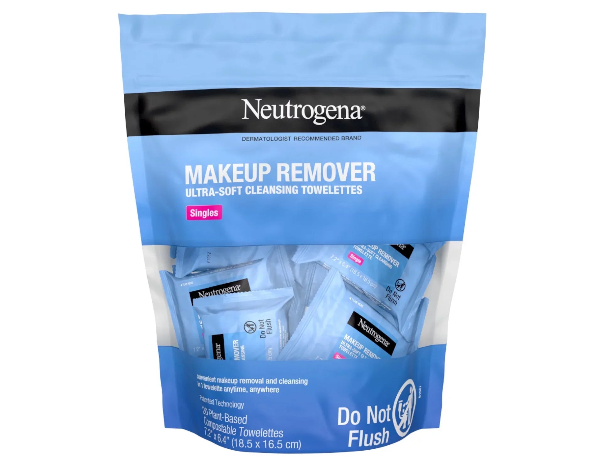 Neutrogena Makeup Remover Cleansing Towelette Singles, Daily Face Wipes to Remove Dirt, Oil, Makeup & Waterproo (Pack of 3)