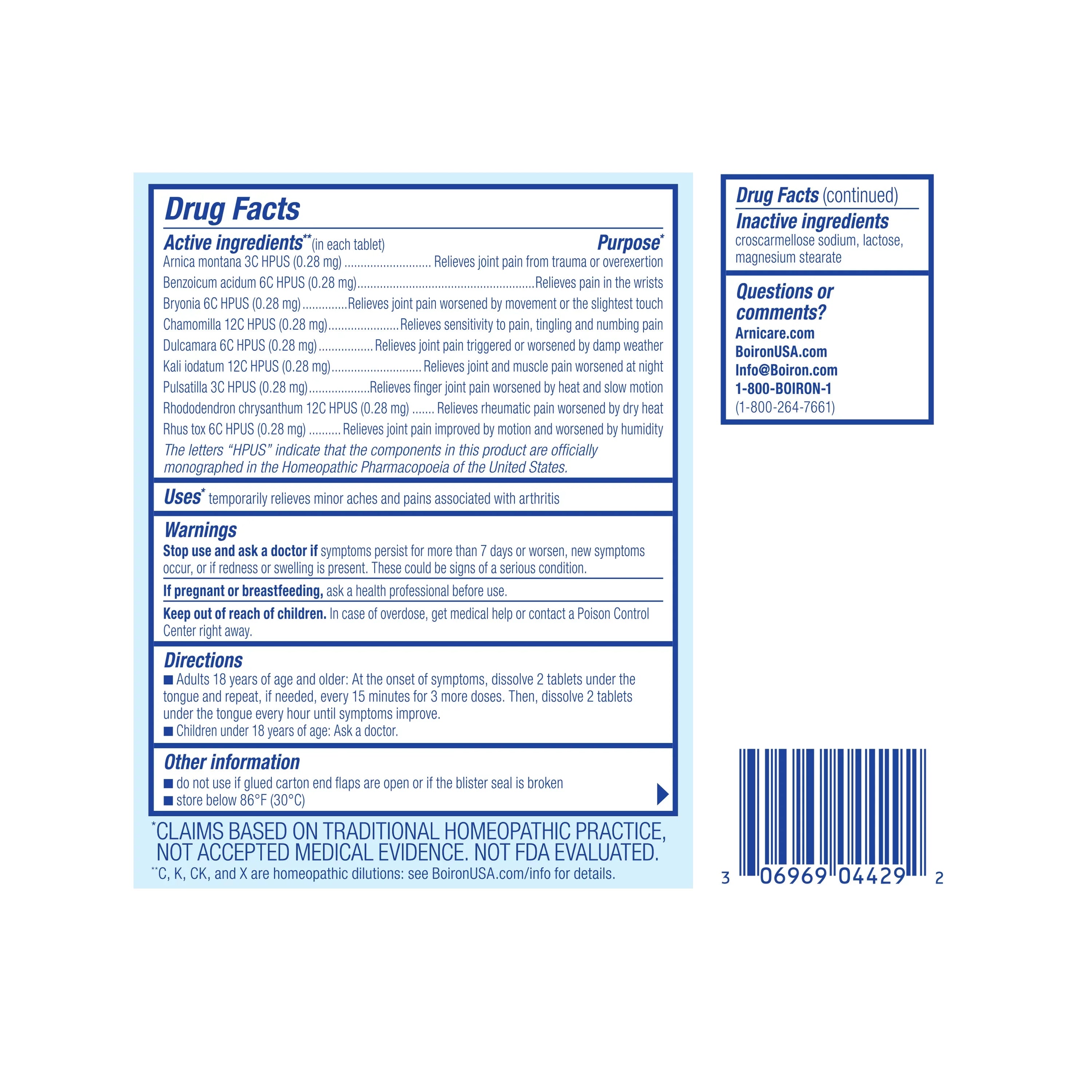 Boiron Arnicare Arthritis, Homeopathic Medicine for Arthritis Pain Relief, Joint Pain, and Stiffness, 120 Count Meltaway Tablets