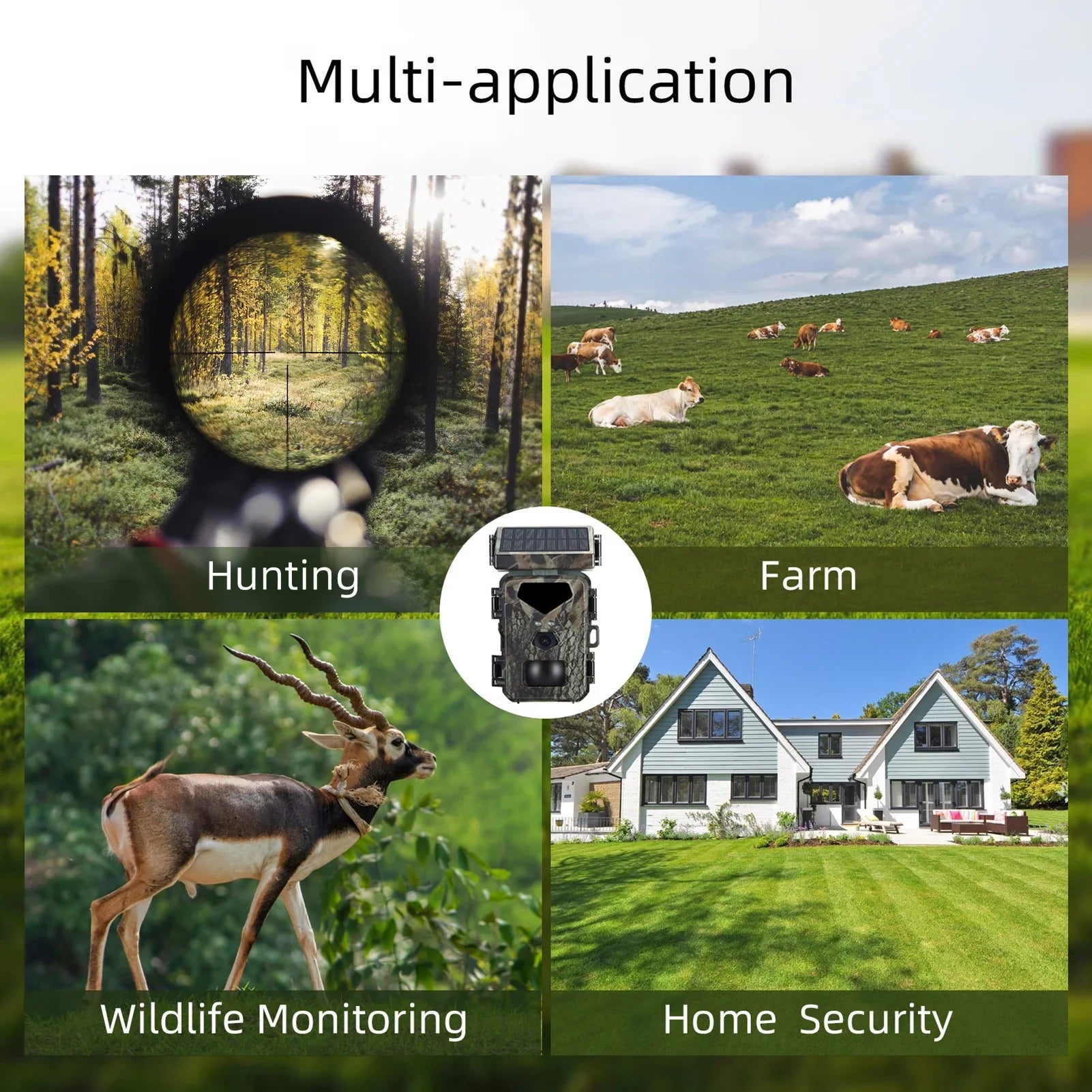 Trail Camera Solar Powered 20MP 1080P Game Camera 0.3s Trigger Time Hunting Cam with Night Vision Motion Activated  Waterproof Loop Recording for Wildlife