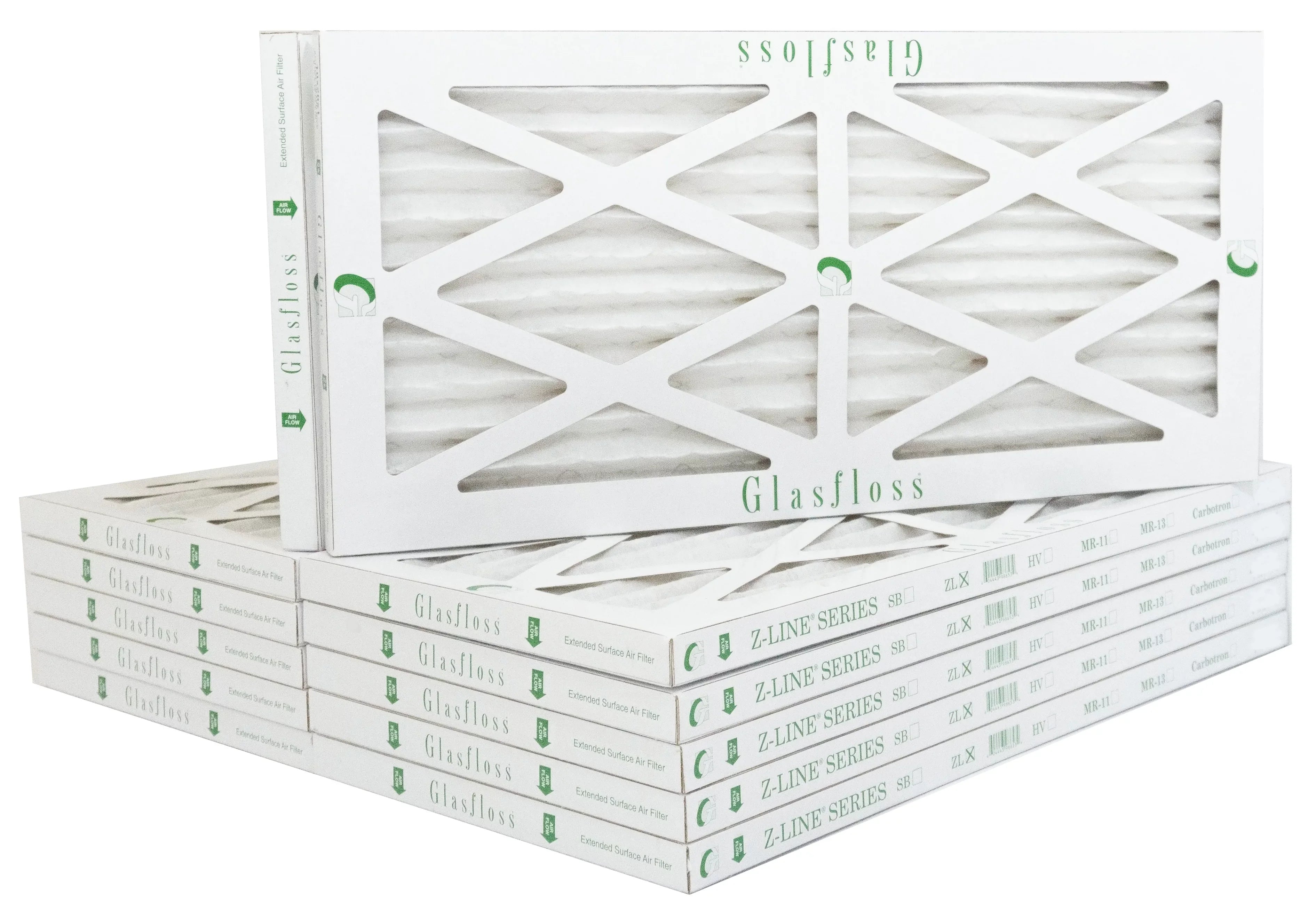 Glasfloss 8x24x1 -  10 -Qty:12 - Furnace Air Filter - Made in  (Actual Size: 7.5 x 23.5x7/8 inch)