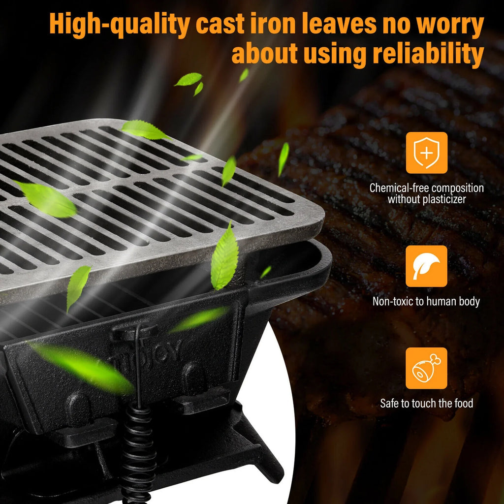 Heavy Duty Cast Iron Charcoal Grill Tabletop  Grill Stove for Camping Picnic