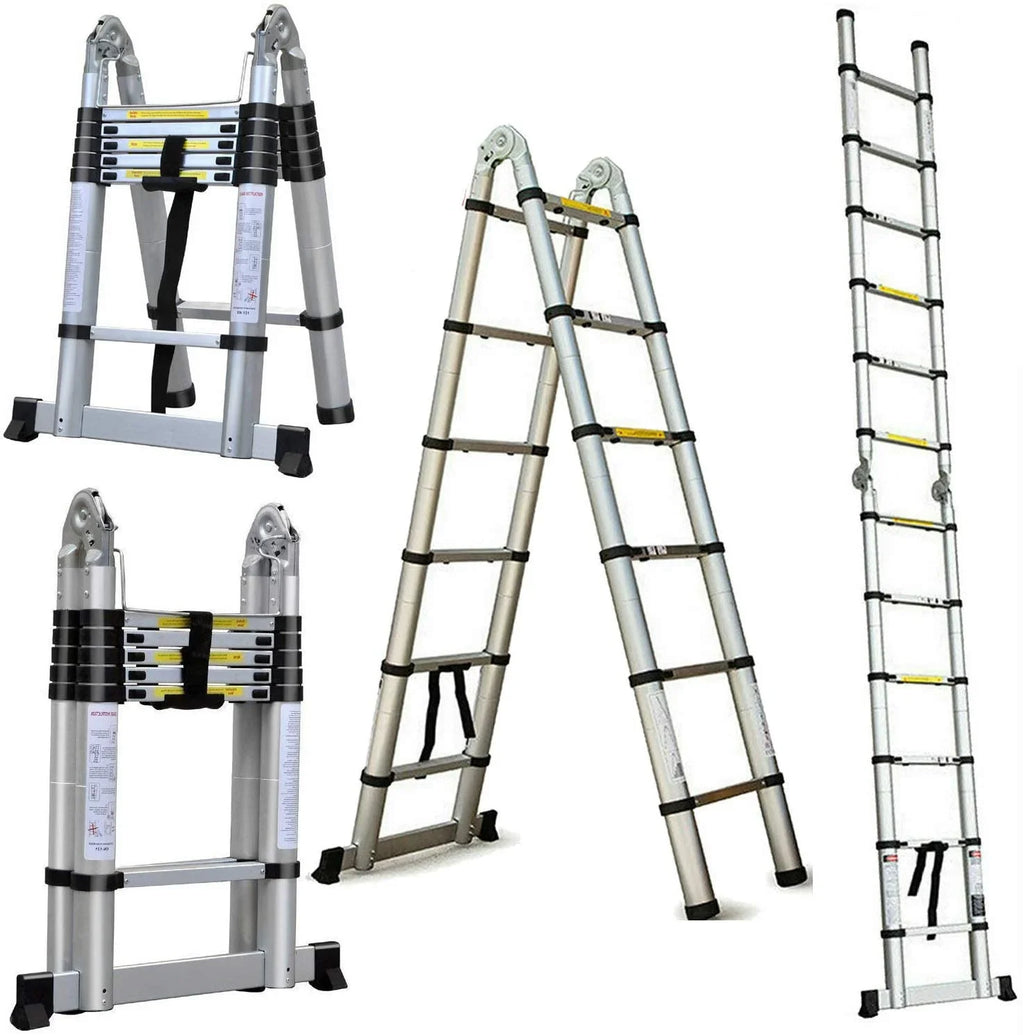 Dayplus 12.5FT/3.8M Aluminum Telescoping Extension Ladder Portable Multi-Purpose Folding -Frame Ladder