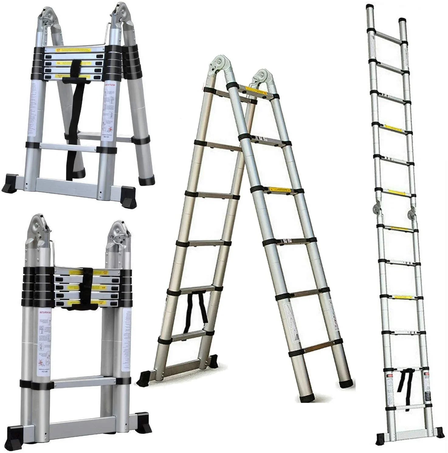 Dayplus 12.5FT/3.8M Aluminum Telescoping Extension Ladder Portable Multi-Purpose Folding -Frame Ladder