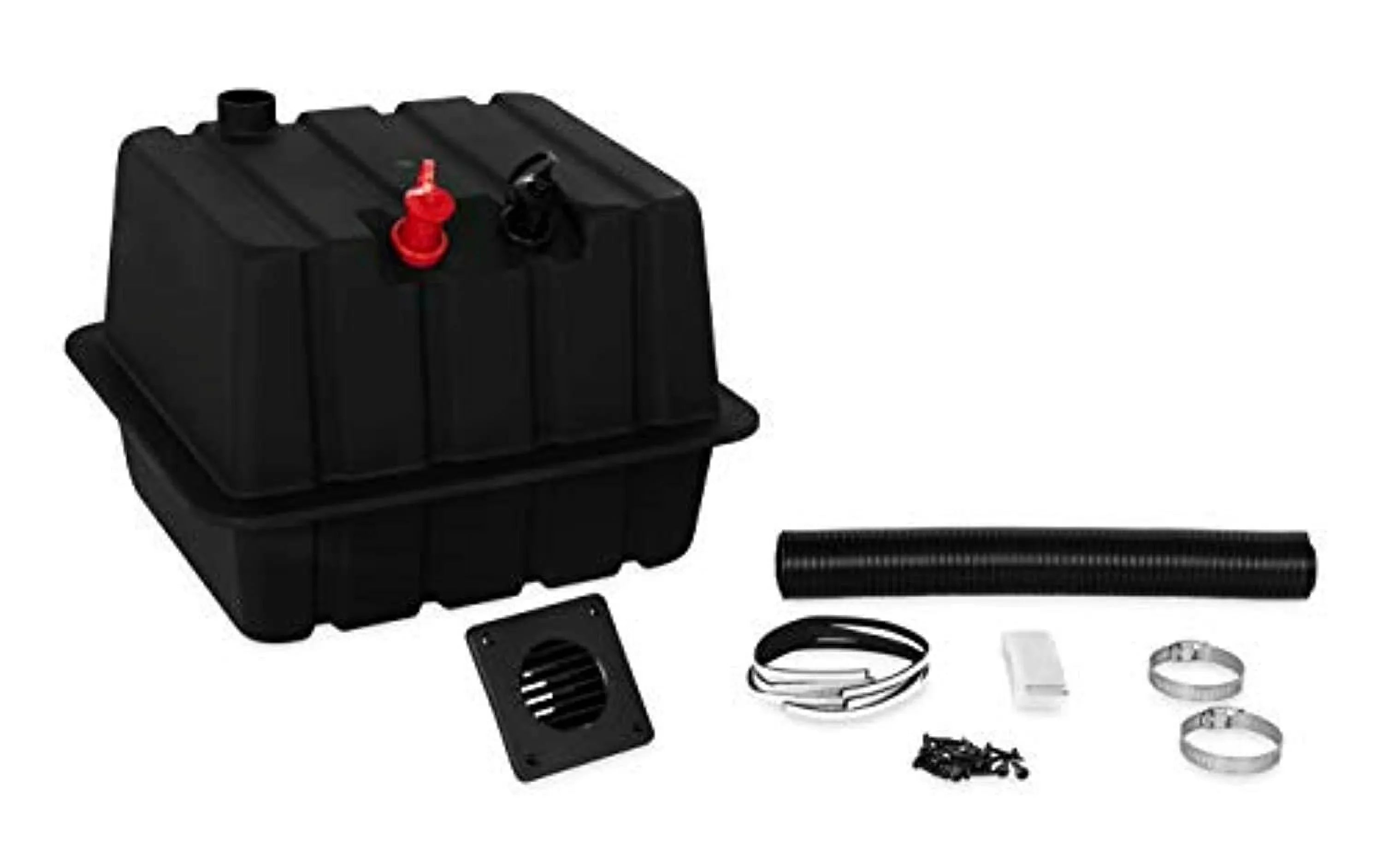 Camco Vented Camper/ Double Side-by-Side Battery Box | Stores (2) Group 24 Batteries | Compatible with 3/8-Inch Ring Terminals on Battery Cables (55370)
