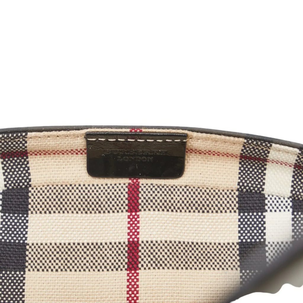 Pre-Owned Burberry Nova Check Embossed Clear Bag Handbag Tote Beige Black Vinyl Leather Canvas Ladies  (Good)