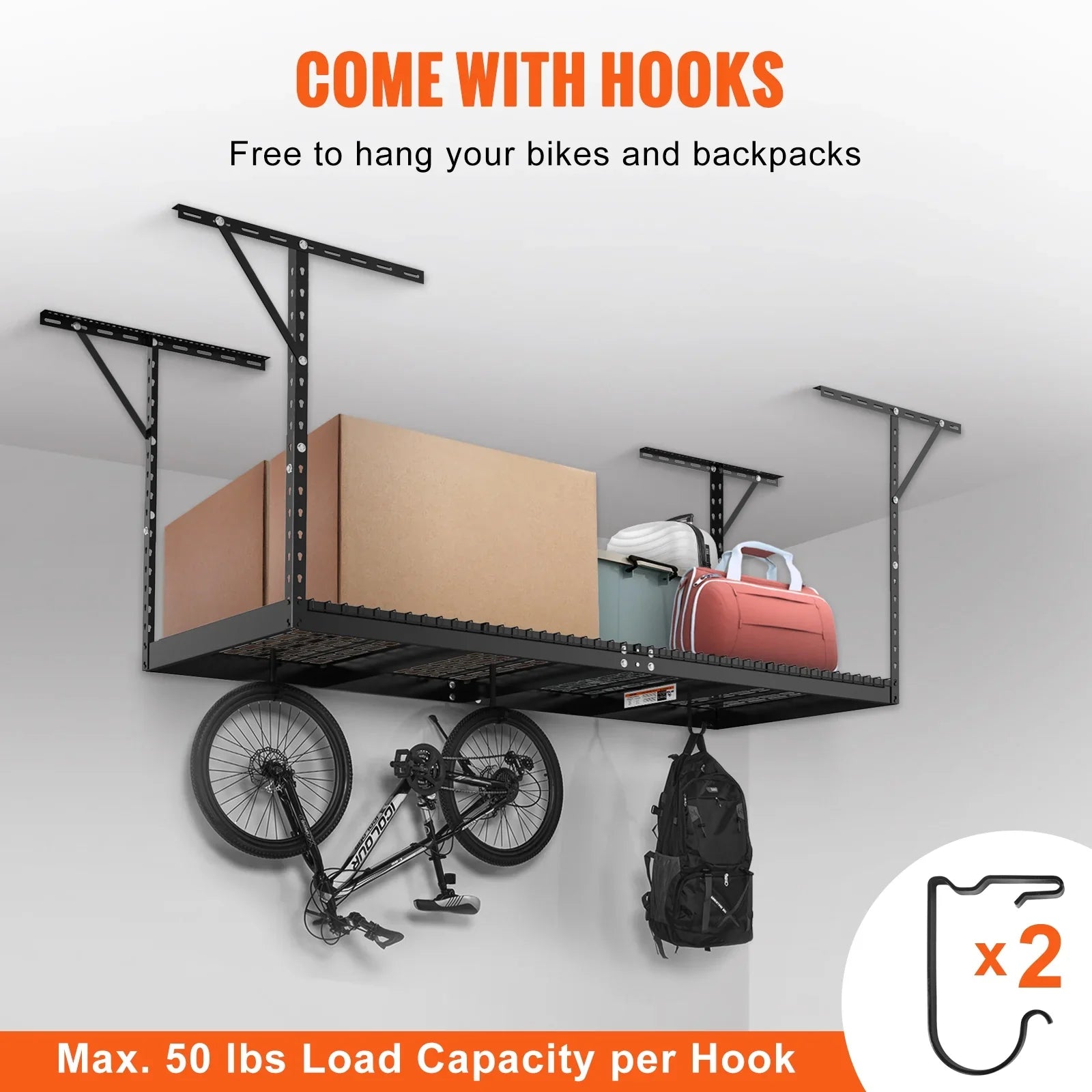 Overhead Adjustable Garage Storage Stand 36x96in Ceiling Stand 600lb Black