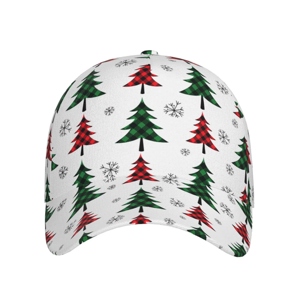 Balery Baseball Cap Adjustable Size for Running Workouts and Outdoor Activities All Seasons Dad Hat(Buffalo Plaid Christmas Trees)