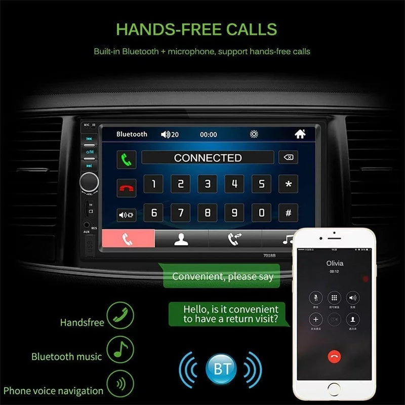 Car Radio Double Din Car Stereo 7"  Touch Screen in-Dash Head Unit with Bluetooth Support Mirror Link/////  +Rear View Camera& Remote Control