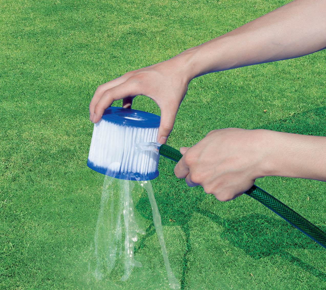 Intex 10 x 2.5 Foot Above Ground Pool, Filter Cartridge (2 Pack), and Pump
