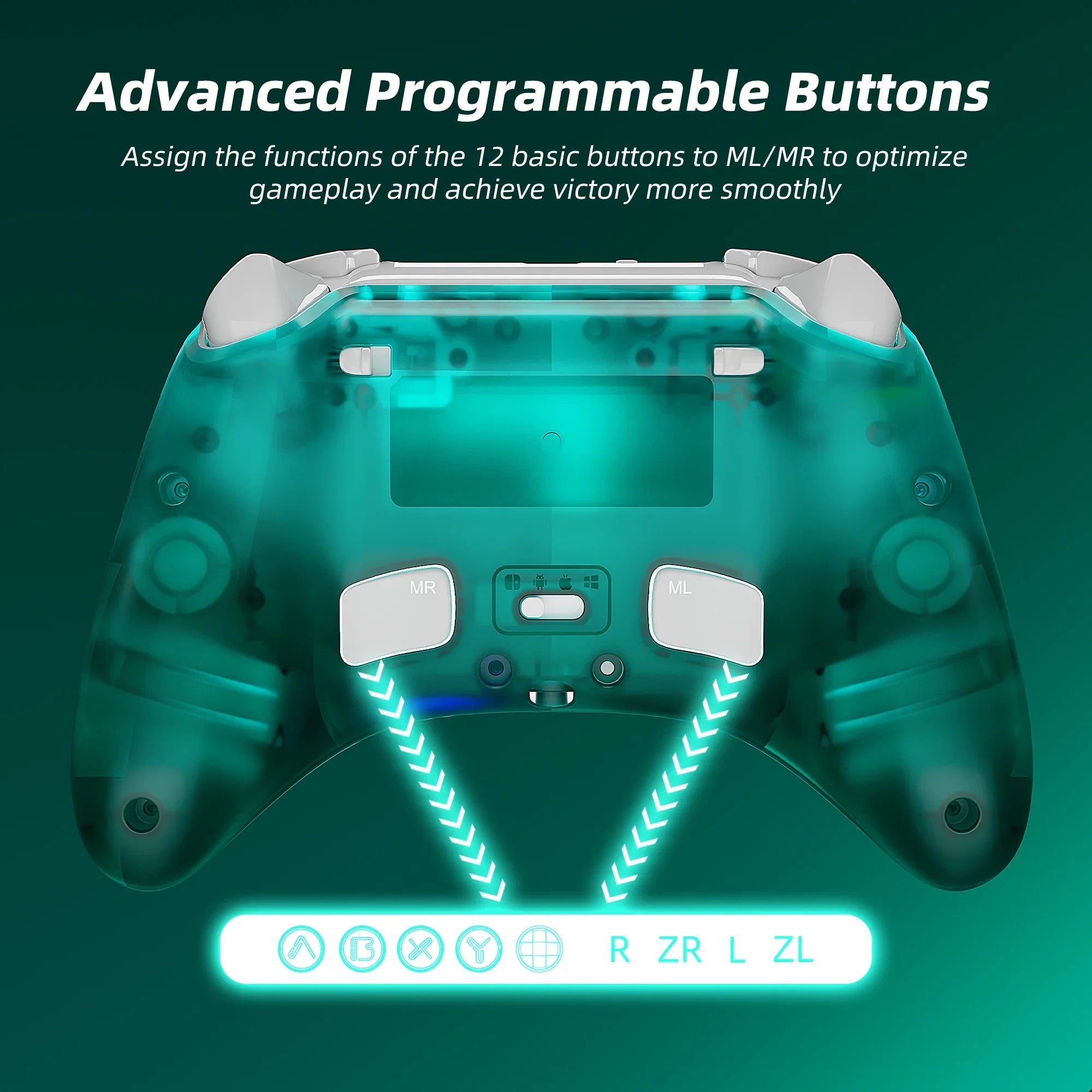 Super Mario Party Game Disc and Upgraded Switch Pro Controller for Nintendo Switch///Android/Steam with Hall Effect Joysticks & Triggers Green