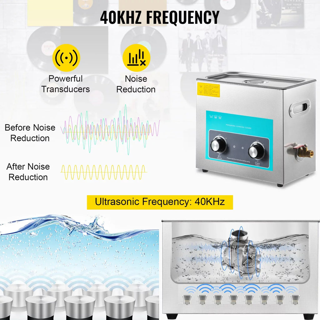 Ultrasonic Vinyl Record Cleaner Vinyl Ultrasonic Cleaning Machine 6L Knob