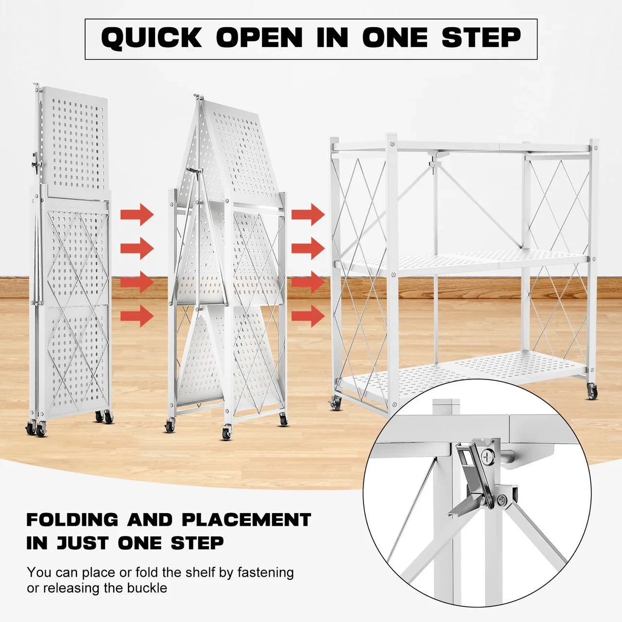 QRInnovations 3/4 Tier Heavy Duty Metal Rack Storage Modern Style Shelving White