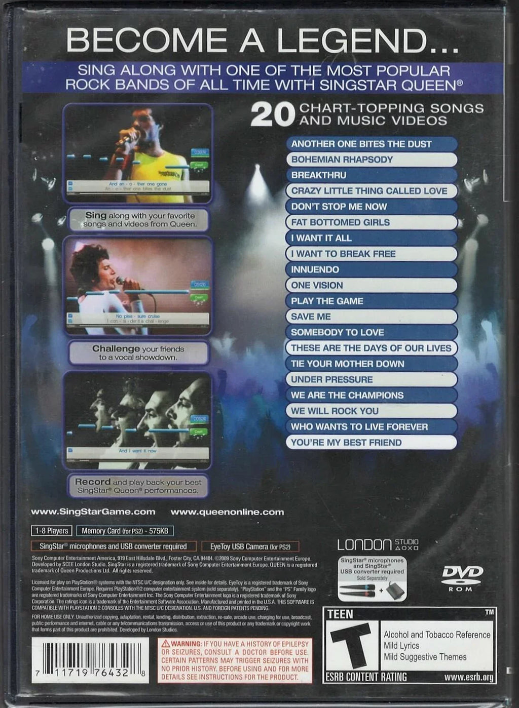 SingStar Queen (Game Only)  (Brand New Factory Sealed  Version) Playstation-0711719764328