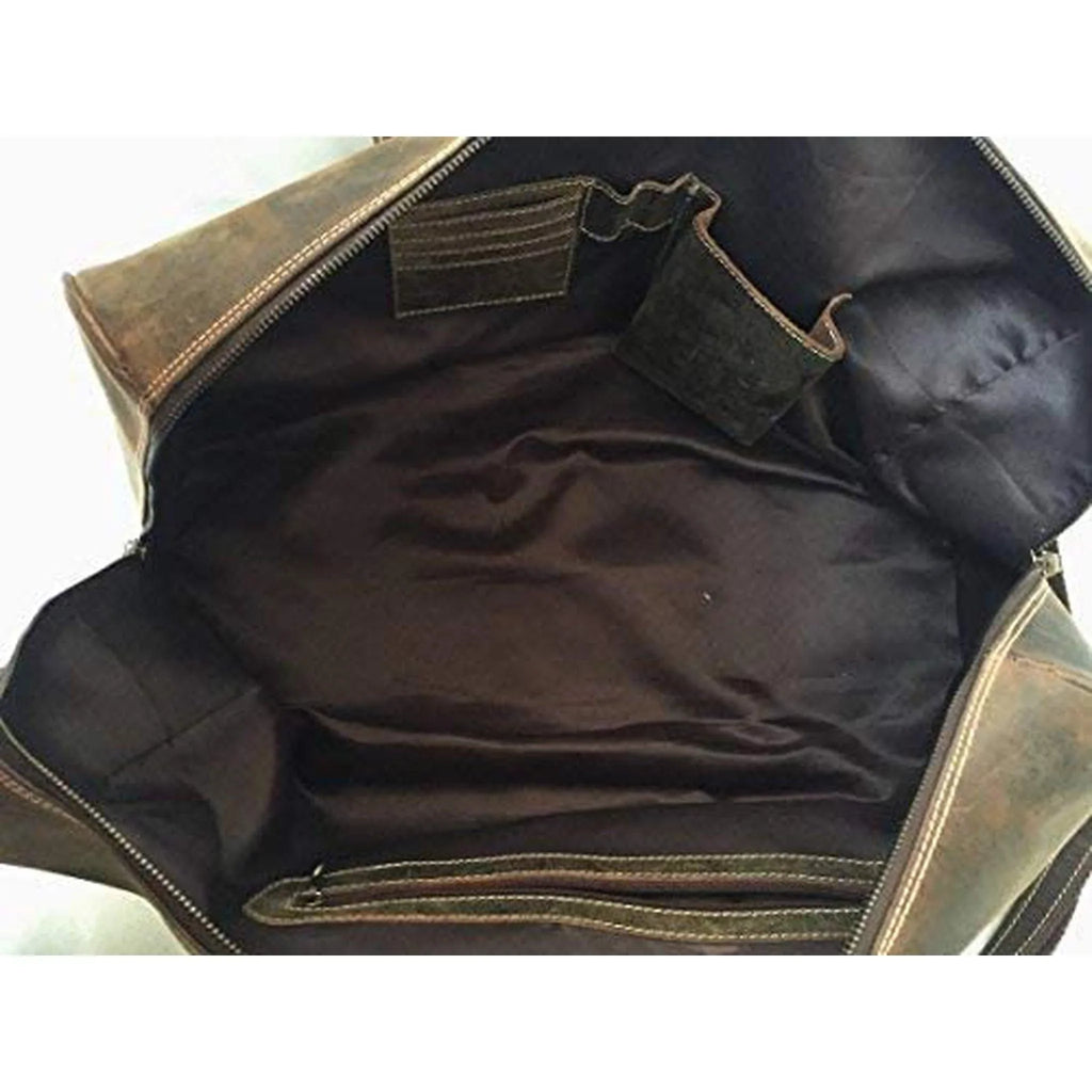 Fashion Co. 20" Men's Vintage Distressed Buffalo Leather Duffle Bag | Spacious & Stylish | Adjustable Shoulder Strap