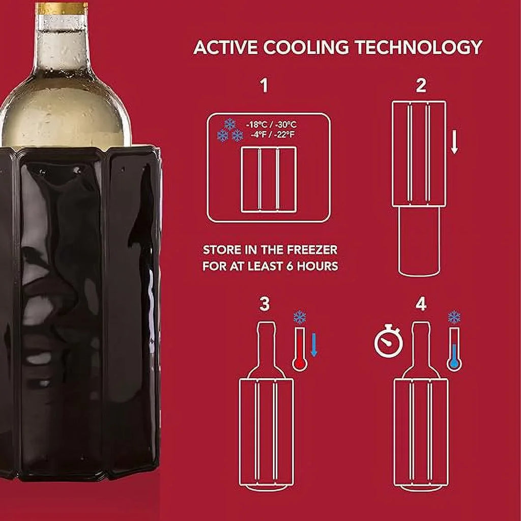 Vacu Vin Wine Set Original Plus- 6pc Wine Must Haves - Includes Foil Cutter - The Corkscrew Twister - Active Cooler Wine - Wine Server Crystal - Wine Saver Concerto and Vacuum Wine Stopper