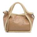 Pre-Owned Authenticated Stella McCartney Shearling Trimmed Stella Logo Satchel Chemical Fiber Fabric Brown Unisex (Good)