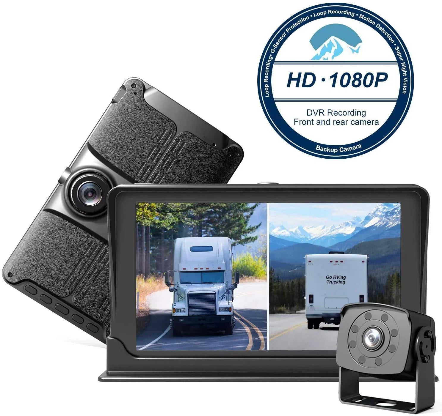 Erapta Backup Camera with 7'' Monitor Rear View Camera  with 1080P Advanced Recording Function,  Waterproof, Night Vision for /Pickup/Truck/Trailer/Bus