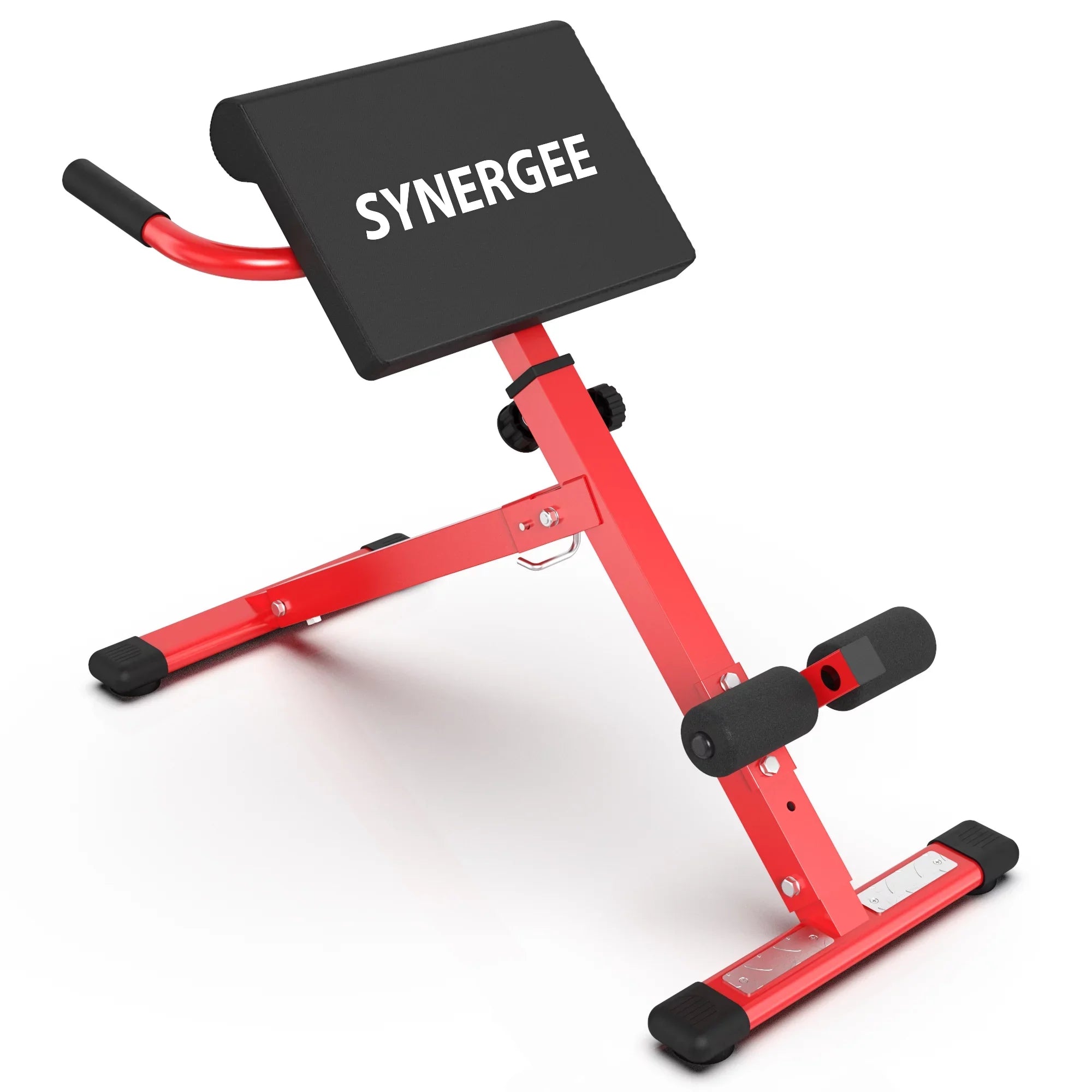 Synergee Roman Chair. Red Coated Steel Hyperextension Machine.  Ab Bench for Lower Back Workout, Hyper Exercises.