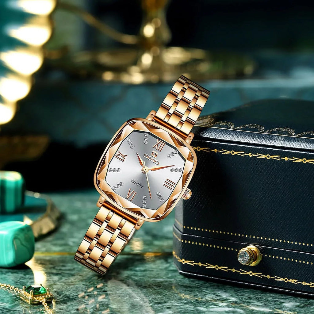 Rose Gold Women Watches 2022 Square Lady Wrist Watch For Female Clock Stainless Steel Women Watch Brand Luxury relogio feminino