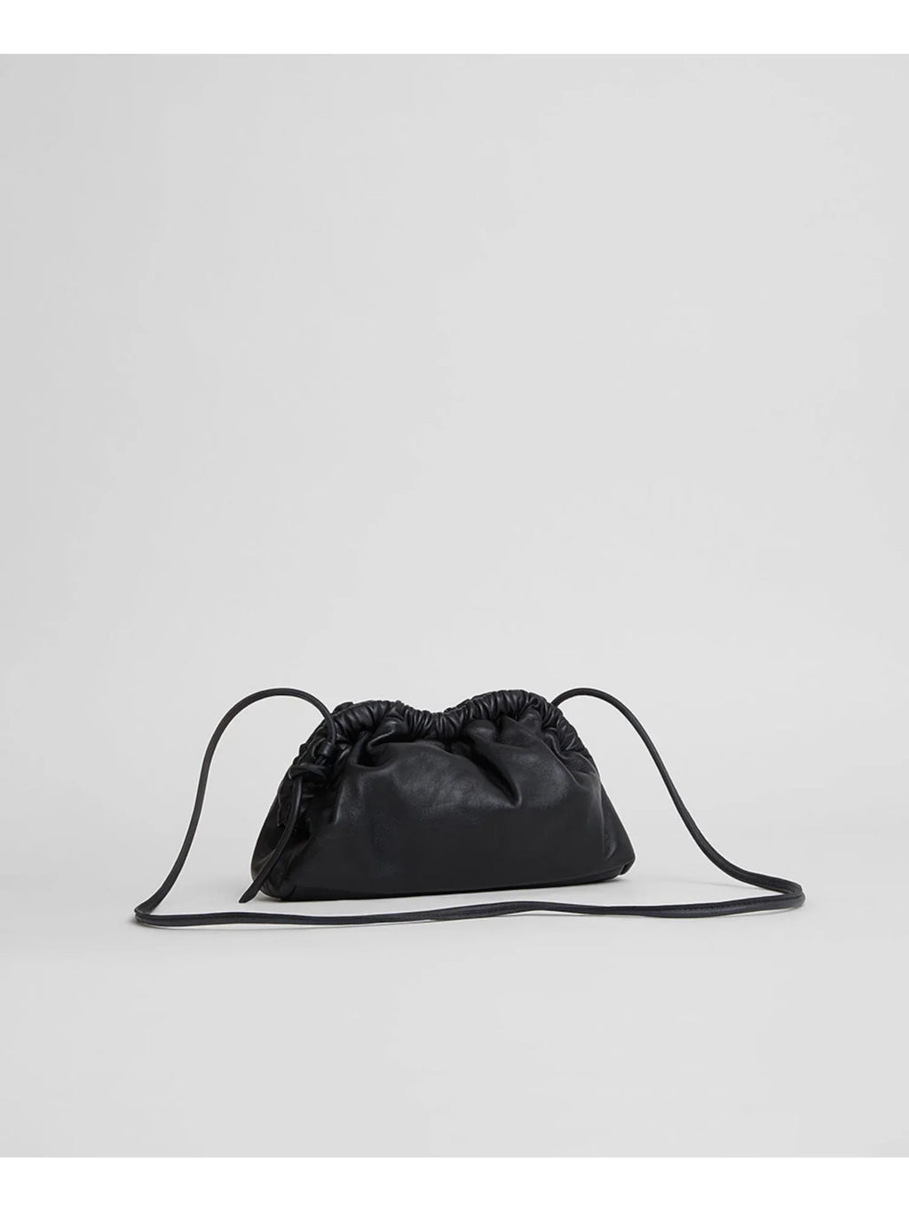 Women's Black Solid Leather Single Strap Clutch Handbag Purse