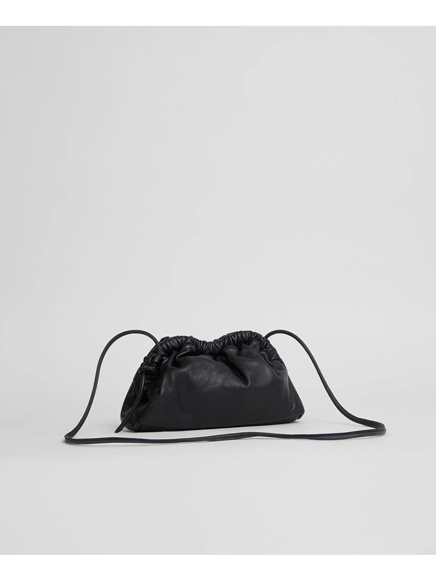 Women's Black Solid Leather Single Strap Clutch Handbag Purse