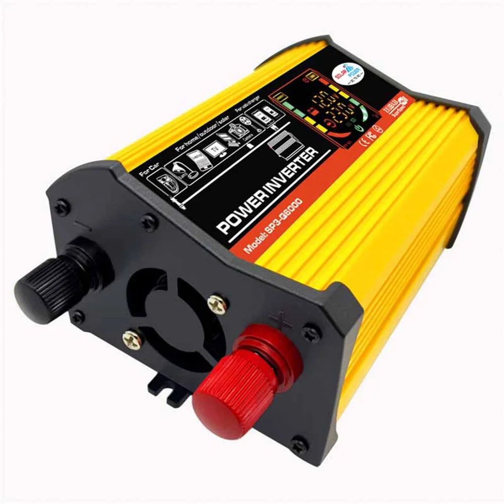 6000W Car Power Inverter Reted 500W - Modified Sine Wave Intelligent Digital Display 2  Ports Fast Charging Auto Charger Converter Adapter