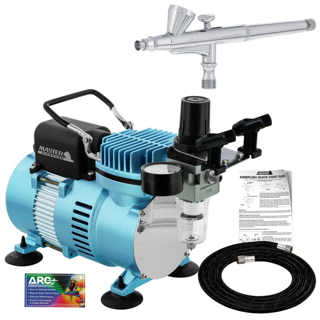 Master Airbrush Dual Fan Air Compressor System Kit with a  Gravity Feed Airbrush Set, 0.3 mm Tip, 1/16 oz Fluid Cup
