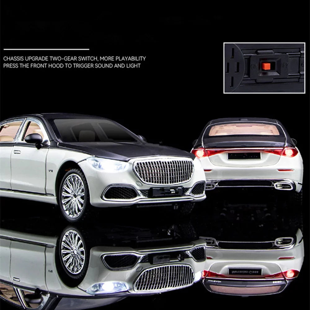 Sound & Light Alloy Metal 1/24 Car Model Gift Collection For Benz Maybach