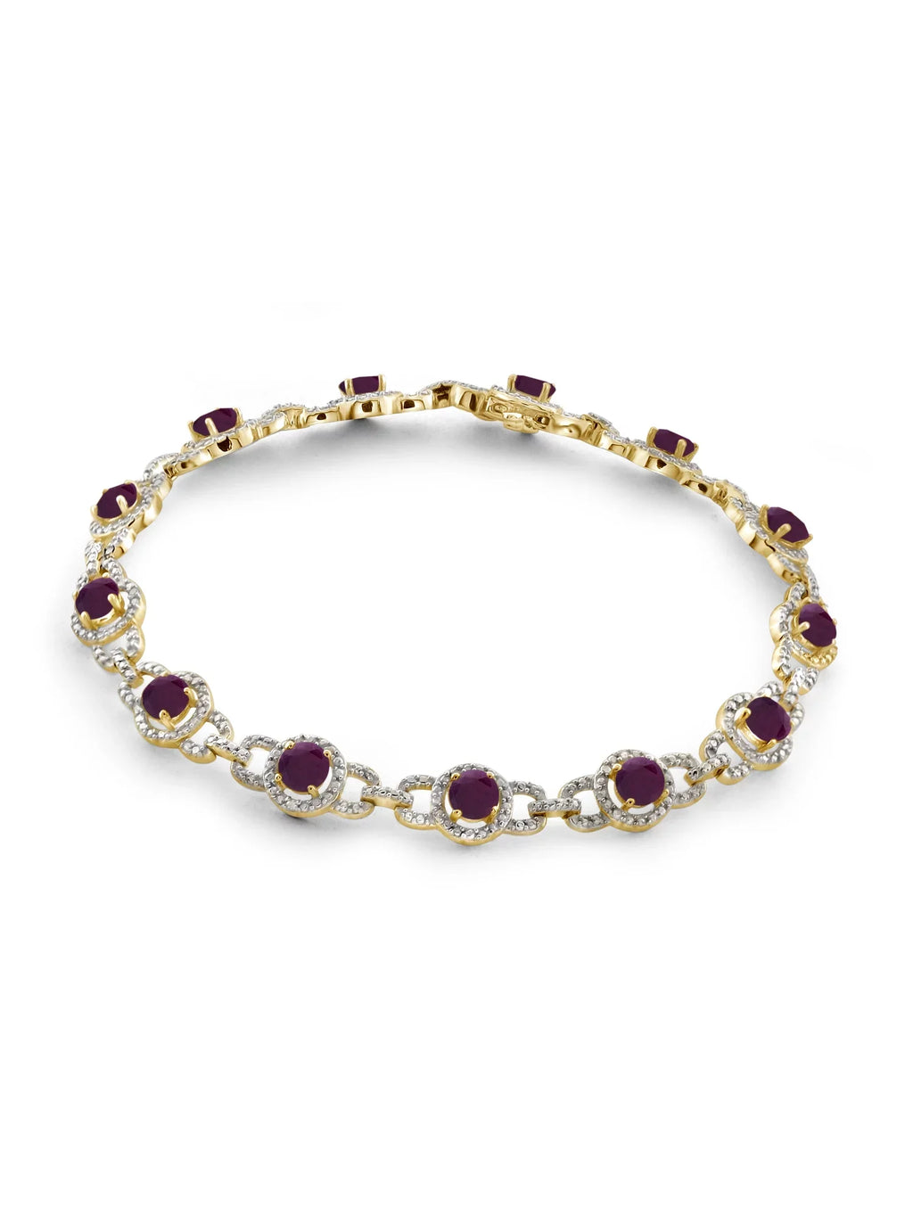 5 3/4 Carat ... Ruby And White Diamond Accent 14k Gold Over Silver Bracelet