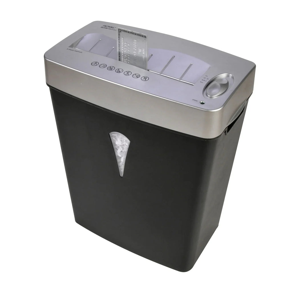 Royal  Paper Shredder - Micro Cut - 5 Per Pass - for shredding Paper, Credit Card - 0.157" x 0.394" Shred Size - 4 gal Wastebin Capacity - Black, Silver